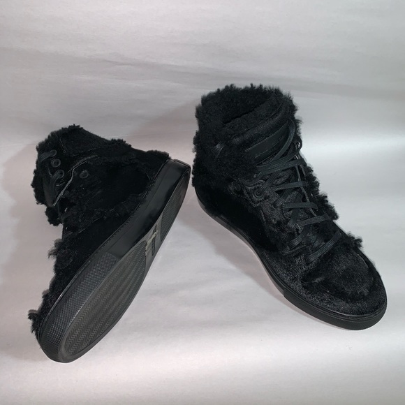 BALENCIAGA size 36 black ponyhide/shearling SNEAKS - Picture 15 of 16